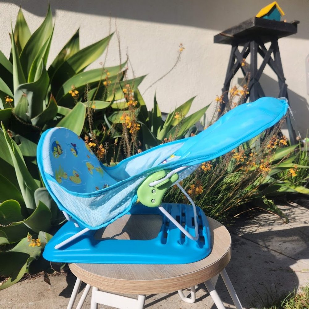 Summer Infant Mother's Touch Deluxe Baby Bather Tub Bathroom Blue seat b…